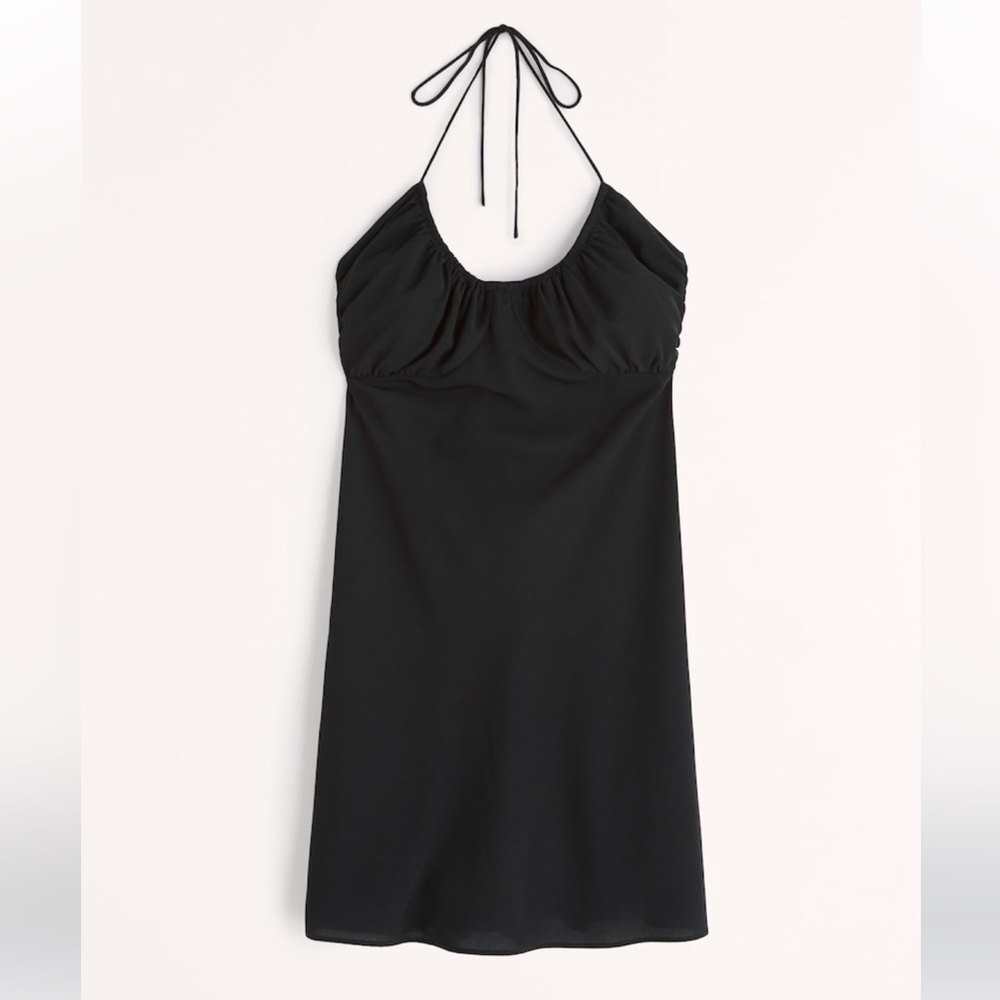 Abercrombie Black Halter Ruched Mini Dress